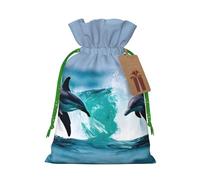 TBABMDPDM Dolphins in the sea 1 bolsa de regalo de Navidad, bolsas de arpillera con cordón, varios tamaños para recuerdos de fiesta