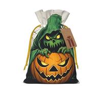 TBABMDPDM Green Ghost Horror Halloween Pumpkin 1 Print Christmas Gifts Bags with Drawstring Assorted Sizes for Party Favors