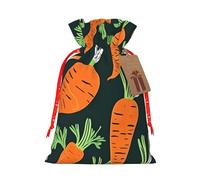 TBABMDPDM Happy carrot - Bolsas de regalo de Navidad con estampado de zanahoria, bolsas de arpillera con cordón, varios tamaños para recuerdos de fiesta