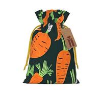 TBABMDPDM Happy carrot - Bolsas de regalo de Navidad con estampado de zanahoria, bolsas de arpillera con cordón, varios tamaños para recuerdos de fiesta