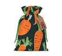 TBABMDPDM Happy carrot - Bolsas de regalo de Navidad con estampado de zanahoria, bolsas de arpillera con cordón, varios tamaños para recuerdos de fiesta