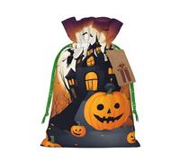 TBABMDPDM Happy-halloween-vector 1 - Bolsas de regalo de Navidad, bolsas de arpillera con cordón, varios tamaños para recuerdos de fiesta