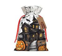 TBABMDPDM Happy-Halloween-vector - Bolsas de regalo de Navidad, bolsas de arpillera con cordón, varios tamaños para recuerdos de fiesta
