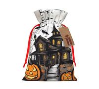 TBABMDPDM Happy-Halloween-vector - Bolsas de regalo de Navidad, bolsas de arpillera con cordón, varios tamaños para recuerdos de fiesta