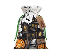 TBABMDPDM Happy-Halloween-vector - Bolsas de regalo de Navidad, bolsas de arpillera con cordón, varios tamaños para recuerdos de fiesta