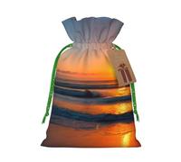 TBABMDPDM Hermosas bolsas de regalo de Navidad con estampado de amanecer y océano, bolsas de arpillera con cordón, varios tamaños para recuerdos de fiesta