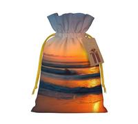 TBABMDPDM Hermosas bolsas de regalo de Navidad con estampado de amanecer y océano, bolsas de arpillera con cordón, varios tamaños para recuerdos de fiesta