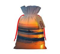 TBABMDPDM Hermosas bolsas de regalo de Navidad con estampado de amanecer y océano, bolsas de arpillera con cordón, varios tamaños para recuerdos de fiesta