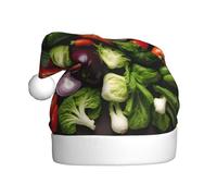 TBABMDPDM Introducción de varias verduras con estampado de Papá Noel, sombreros de Navidad para adultos, sombrero de Papá Noel para mujeres y hombres, fiesta de Navidad