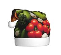 TBABMDPDM Introducción de varias verduras con estampado de Papá Noel, sombreros de Navidad para adultos, sombrero de Papá Noel para mujeres y hombres, fiesta de Navidad