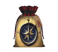 TBABMDPDM Law of the Compass - Saco de Navidad con diseño de Papá Noel, bolsa de regalo de lino con cordón, para almacenamiento de paquetes de fiesta de Navidad