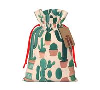 TBABMDPDM Lindas bolsas de regalo de Navidad con estampado de cactus, bolsas de arpillera con cordón, varios tamaños para recuerdos de fiesta