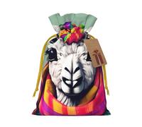 TBABMDPDM Llama in A Scarf - Bolsas de regalo de Navidad, bolsas de arpillera con cordón, varios tamaños para recuerdos de fiesta