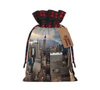 TBABMDPDM New York Fashion City Print - Saco de Papá Noel de Navidad, bolsa de regalo de lino con cordón, para almacenamiento de paquetes de fiesta de Navidad