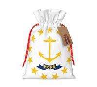 TBABMDPDM Rhode Island State Flag Print Bolsas de regalo de Navidad, bolsas de arpillera con cordón, varios tamaños para recuerdos de fiesta