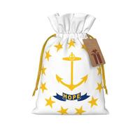 TBABMDPDM Rhode Island State Flag Print Bolsas de regalo de Navidad, bolsas de arpillera con cordón, varios tamaños para recuerdos de fiesta