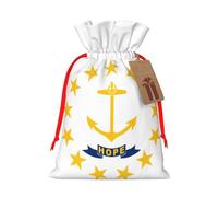 TBABMDPDM Rhode Island State Flag Print Bolsas de regalo de Navidad, bolsas de arpillera con cordón, varios tamaños para recuerdos de fiesta