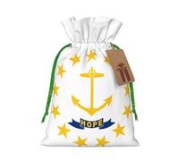 TBABMDPDM Rhode Island State Flag Print Bolsas de regalo de Navidad, bolsas de arpillera con cordón, varios tamaños para recuerdos de fiesta