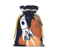 TBABMDPDM Rocket in Space - Bolsas de regalo de Navidad, bolsas de arpillera con cordón, varios tamaños para recuerdos de fiesta