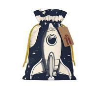 TBABMDPDM Rocket in Space - Bolsas de regalo de Navidad, bolsas de arpillera con cordón, varios tamaños para recuerdos de fiesta