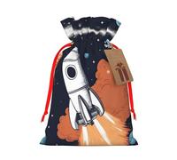TBABMDPDM Rocket in Space - Bolsas de regalo de Navidad, bolsas de arpillera con cordón, varios tamaños para recuerdos de fiesta