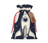 TBABMDPDM Rocket in Space - Bolsas de regalo de Navidad, bolsas de arpillera con cordón, varios tamaños para recuerdos de fiesta
