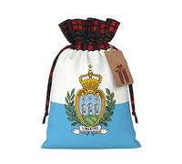 TBABMDPDM Saco de Papá Noel con estampado de bandera de San Marino, bolsa de regalo de lino con cordón, para almacenamiento de paquetes de fiesta de Navidad