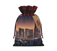TBABMDPDM Saco de Papá Noel con estampado de horizonte de Los Ángeles, bolsa de regalo de lino con cordón, para almacenamiento de paquetes de fiesta de Navidad