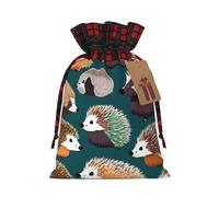 TBABMDPDM Saco de Papá Noel con estampado de muchos erizos, bolsa de regalo de lino con cordón, para almacenamiento de paquetes de fiesta de Navidad