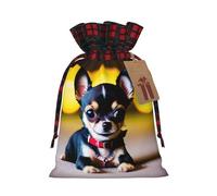 TBABMDPDM Saco de Papá Noel con estampado de perro chihuahua, bolsa de regalo de lino con cordón, para almacenamiento de paquetes de fiesta de Navidad