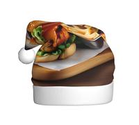 TBABMDPDM Sombrero de Papá Noel con estampado de pata de pollo, sombrero de Papá Noel para adultos, sombrero de Papá Noel para mujeres y hombres, fiesta de Navidad