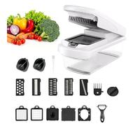 TBATM Corta Verduras Manual Compacto, Utensilio de Cocina Multifuncional con Recipiente, Fácil de Limpiar para Patatas, Zanahorias y Cebollas,Blanca