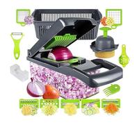 TBATM Cortador de Verduras Multifuncional 16 en 1, Picador de Cebolla Manual con Recipiente, Rebanador de Alimentos con 7 Cuchillas de Acero Inoxidable, Utensilios de Cocina