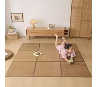 TBATM Estera De Suelo Japonesa Tatami, Esteras De Suelo De Ratán, Estera Plegable Y Transpirable para Dormir, Alfombra Futón para Sala De Estar, Dormitorio O Sala De Juegos,C,120x120cm