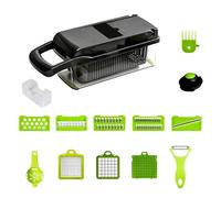 TBATM Picador de Verduras 16 en 1, Mandolina de Cocina Manual con Contenedor, Cortador de Papas y Zanahorias, Rallador de Queso y Herramientas de Limpieza para Meal Prep