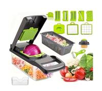 TBATM Set Completo Corta Verduras 16 en 1, Mandolina con 7 Cuchillas, Recipiente y Escurridor para Frutas, Verduras y Preparación de Comidas