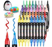 TBC The Best Crafts 36 Lápices Acrílicos de Doble Punta para Piedras, Resistentes al Agua, Rotulador de Pintura Acrílica, Rotuladores de Vidrio para Lienzo, Madera, Regalo de Todos los Santos