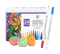 TBC The Best Crafts Bolígrafo de pintura acrílica, 24 colores, impermeable, no tóxico, inodoro, adecuado para papel, cerámica, piedras, mochilas, vidrio, huevos, telas, plásticos, manualidades