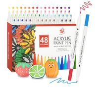 TBC The Best Crafts Bolígrafo de pintura acrílica, 48 colores, impermeable, no tóxico, inodoro, adecuado para papel, cerámica, piedras, mochilas, vidrio, huevos, telas, plásticos, manualidades,