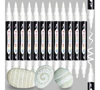 TBC The Best Crafts Lápices Acrílicos Blancos, 12 Unidades, Doble punta, Lápices Acrílicos para Piedras, Resistentes al Agua, Rotuladores de Pintura Acrílica, Rotuladores de Vidrio para Lienzo, Madera