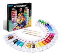 TBC The Best Crafts Pintura Acrílica 24 Tubos 9.5 ml, Kit de Pintura Acrilica para Manualidades, Papel de Lienzo, Vidrio, Madera, Modelar, para Profesionales Artistas, Niños by