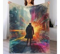 TBDUEPS Manta de Felpa Personalizada para sofá Infantil de Invierno con diseño de Hombre Mirando hacia un Futuro Brillante, 180 x 200 cm