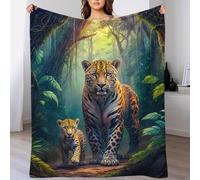 TBDUEPS Manta de Forro Polar cálida y acogedora con diseño de Familia de jaguares de la Jungla, Silla, 127 x 152 cm (50 x 60 Pulgadas)