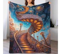 TBDUEPS Manta de Franela Grande, Gruesa, Suave y acogedora, con diseño de Escalera al Cielo, Ideal para Adultos, sofá Cama, Regalo de Acción de Gracias, 100 x 130 cm