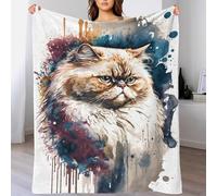 TBDUEPS Manta de Gato Persa con Acuarela para Pareja, cálida y acogedora Manta de Forro Polar para Silla, Regalo para Mujer, 180 x 200 cm
