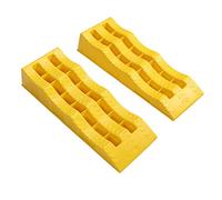 Tbest 1 par de Rampas de Nivelación para Vehículos Recreativos, Calzos para Ruedas de Remolque Amarillos de Alta Resistencia de 3 Etapas para Estabilizar Terrenos Irregulares y Estacionamiento,