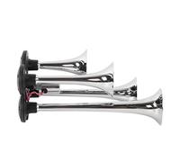 Tbest 12V 24V 4 Trompeta Air Horn Super HUERTE 150DB Kit de Tren para Camiones Boats de Acero Aleación de Acero Cromado