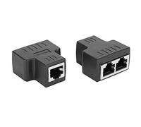 Tbest 2 Uds Adaptador de Cable Ethernet 1 Entrada 2 Salidas RJ45 Interfaz Hembra Conector LAN Cable Extensor Divisor para Internet WireBlack, Interruptores