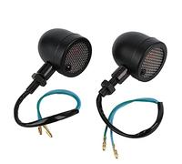 Tbest 2pcs Lámpara de señal de de motocicleta LED 12V, luz amarilla vintage, carcasa negra, modificación universal