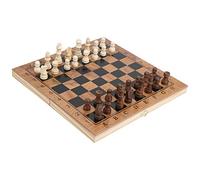 Tbest 3 en 1 Juego de Camisetas de Ajedrez de Madera Plegables Multifuncionales Games de Mesa Portables para Viajes Familiares para Niños Adultos con Piezas y Backgammon